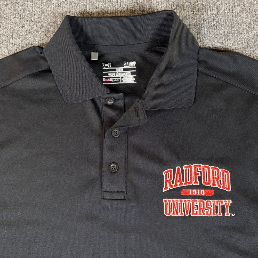 Under Armour Radford University HeatGear Polo Shirt Mens Small Black #3524